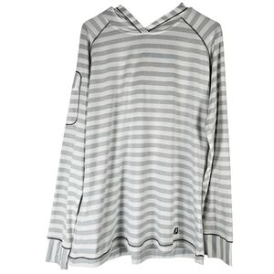 FootJoy Women's Lightweight Grey Striped Long Sleeve Hoodie Casual Size L